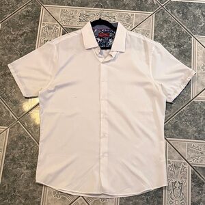 Elegant White Short Sleeve Button Down Shirt